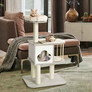 NNECW Modern Cat Tower with Platform Scratching Posts for Kittens and Cats