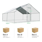 NNECW Large Walk In Chicken Coop Run House Shade Cage with Roof Cover Backyard-4m x 4m x 2.2m