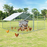 NNECW Large Walk In Chicken Coop Run House Shade Cage with Roof Cover Backyard-4m x 4m x 2.2m