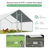 NNECW Large Walk In Chicken Coop Run House Shade Cage with Roof Cover Backyard-4m x 4m x 2.2m