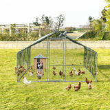 NNECW Large Walk In Chicken Coop Run House Shade Cage with Roof Cover Backyard-3m x 6m x 1.95m