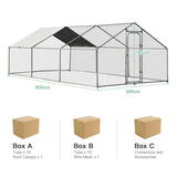 NNECW Large Walk In Chicken Coop Run House Shade Cage with Roof Cover Backyard-3m x 6m x 1.95m