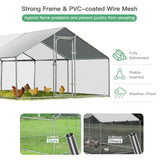 NNECW Large Walk In Chicken Coop Run House Shade Cage with Roof Cover Backyard-3m x 6m x 1.95m