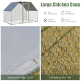 NNECW Large Chicken Coop with Plastic Coated Hexagonal Wire Mesh-2.8 x 1.9 x 1.95cm