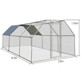 NNECW Large Chicken Coop with Plastic Coated Hexagonal Wire Mesh-2.8 x 5.7 x 1.95cm