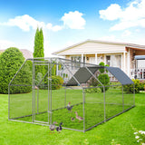 NNECW Large Chicken Coop with Plastic Coated Hexagonal Wire Mesh-2.8 x 5.7 x 1.95cm