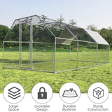 NNECW Large Chicken Coop with Plastic Coated Hexagonal Wire Mesh-2.8 x 5.7 x 1.95cm