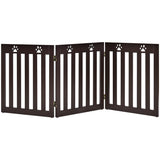 NNECW Wooden Freestanding Pet Gate with 360 Flexible Hinges for Stairs & Doorway-Brown