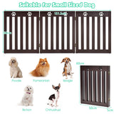 NNECW Wooden Freestanding Pet Gate with 360 Flexible Hinges for Stairs & Doorway-Brown