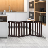 NNECW Wooden Freestanding Pet Gate with 360 Flexible Hinges for Stairs & Doorway-Brown