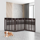 NNECW Wooden Freestanding Pet Gate with 360 Flexible Hinges for Stairs & Doorway-Brown