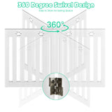 NNECW Wooden Freestanding Pet Gate with 360 Flexible Hinges for Stairs & Doorway-White