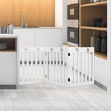 NNECW Wooden Freestanding Pet Gate with 360 Flexible Hinges for Stairs & Doorway-White
