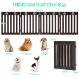 NNECW Wooden Freestanding Pet Gate with 360 Flexible Hinges for Home & Stairs & Doorway-Brown
