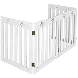 NNECW Wooden Freestanding Pet Gate with 360 Flexible Hinges for Home & Stairs & Doorway-White