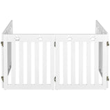 NNECW Wooden Freestanding Pet Gate with 360 Flexible Hinges for Home & Stairs & Doorway-White