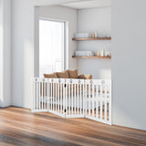NNECW Wooden Freestanding Pet Gate with 360 Flexible Hinges for Home & Stairs & Doorway-White