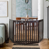 NNECW Wooden Freestanding Pet Gate with 360 Flexible Hinges