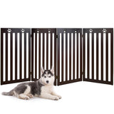 NNECW Wooden Freestanding Pet Gate with 360 Flexible Hinges