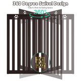 NNECW Wooden Freestanding Pet Gate with 360 Flexible Hinges