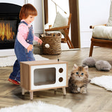 NNECW Cat House TV-Shaped Bed with Scratching Pad for Living Room