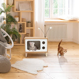 NNECW Cat House TV-Shaped Bed with Scratching Pad for Living Room