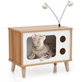 NNECW Cat House TV-Shaped Bed with Scratching Pad for Living Room