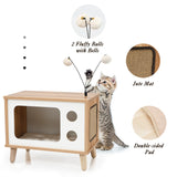 NNECW Cat House TV-Shaped Bed with Scratching Pad for Living Room