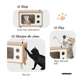 NNECW Cat House TV-Shaped Bed with Scratching Pad for Living Room
