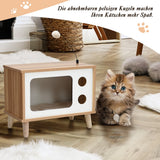 NNECW Cat House TV-Shaped Bed with Scratching Pad for Living Room