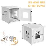NNECW Cat Litter Box Enclosure with Magnetic Door & Cross Window for Pet