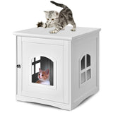 NNECW Cat Litter Box Enclosure with Magnetic Door & Cross Window for Pet