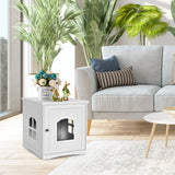 NNECW Cat Litter Box Enclosure with Magnetic Door & Cross Window for Pet