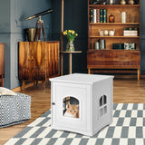 NNECW Cat Litter Box Enclosure with Magnetic Door & Cross Window for Pet