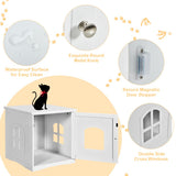 NNECW Cat Litter Box Enclosure with Magnetic Door & Cross Window for Pet