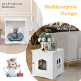 NNECW Cat Litter Box Enclosure with Magnetic Door & Cross Window for Pet