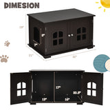 NNECW Cat Hidden Litter Box Enclosure with Cross Windows &ampamp Double Door-Coffee