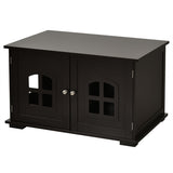 NNECW Cat Hidden Litter Box Enclosure with Cross Windows &ampamp Double Door-Coffee