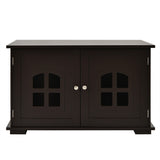 NNECW Cat Hidden Litter Box Enclosure with Cross Windows &ampamp Double Door-Coffee