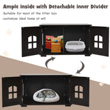 NNECW Cat Hidden Litter Box Enclosure with Cross Windows &ampamp Double Door-Coffee