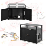 NNECW Cat Litter Box Enclosure with Adjustable and Removable Divider for Pet-Black