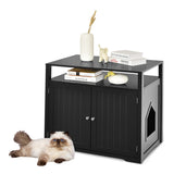 NNECW Cat Litter Box Enclosure with Adjustable and Removable Divider for Pet-Black