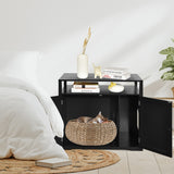 NNECW Cat Litter Box Enclosure with Adjustable and Removable Divider for Pet-Black