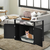NNECW Cat Litter Box Enclosure with Adjustable and Removable Divider for Pet-Black