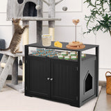 NNECW Cat Litter Box Enclosure with Adjustable and Removable Divider for Pet-Black