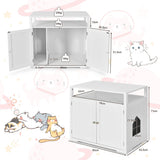 NNECW Cat Litter Box Enclosure with Adjustable and Removable Divider for Pet-White