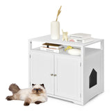 NNECW Cat Litter Box Enclosure with Adjustable and Removable Divider for Pet-White