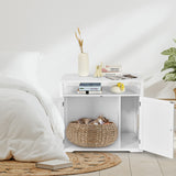 NNECW Cat Litter Box Enclosure with Adjustable and Removable Divider for Pet-White