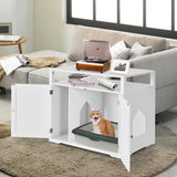 NNECW Cat Litter Box Enclosure with Adjustable and Removable Divider for Pet-White