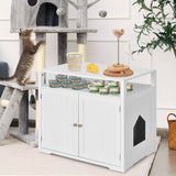 NNECW Cat Litter Box Enclosure with Adjustable and Removable Divider for Pet-White